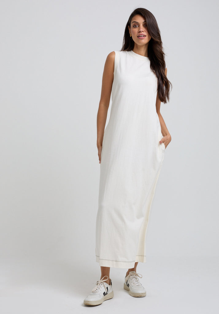 white christmas dresses Maha Maxi Dress in Cream Jersey main image 1