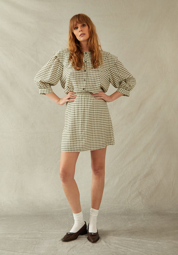 Keira Blouse Star Houndstooth Print
