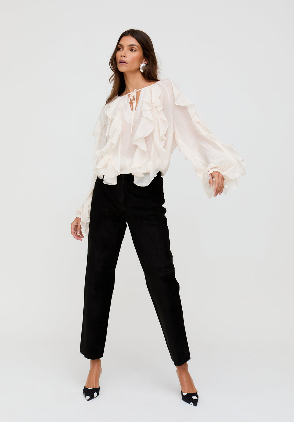 Sophie All Over Ruffle Blouse In Cream- image 2