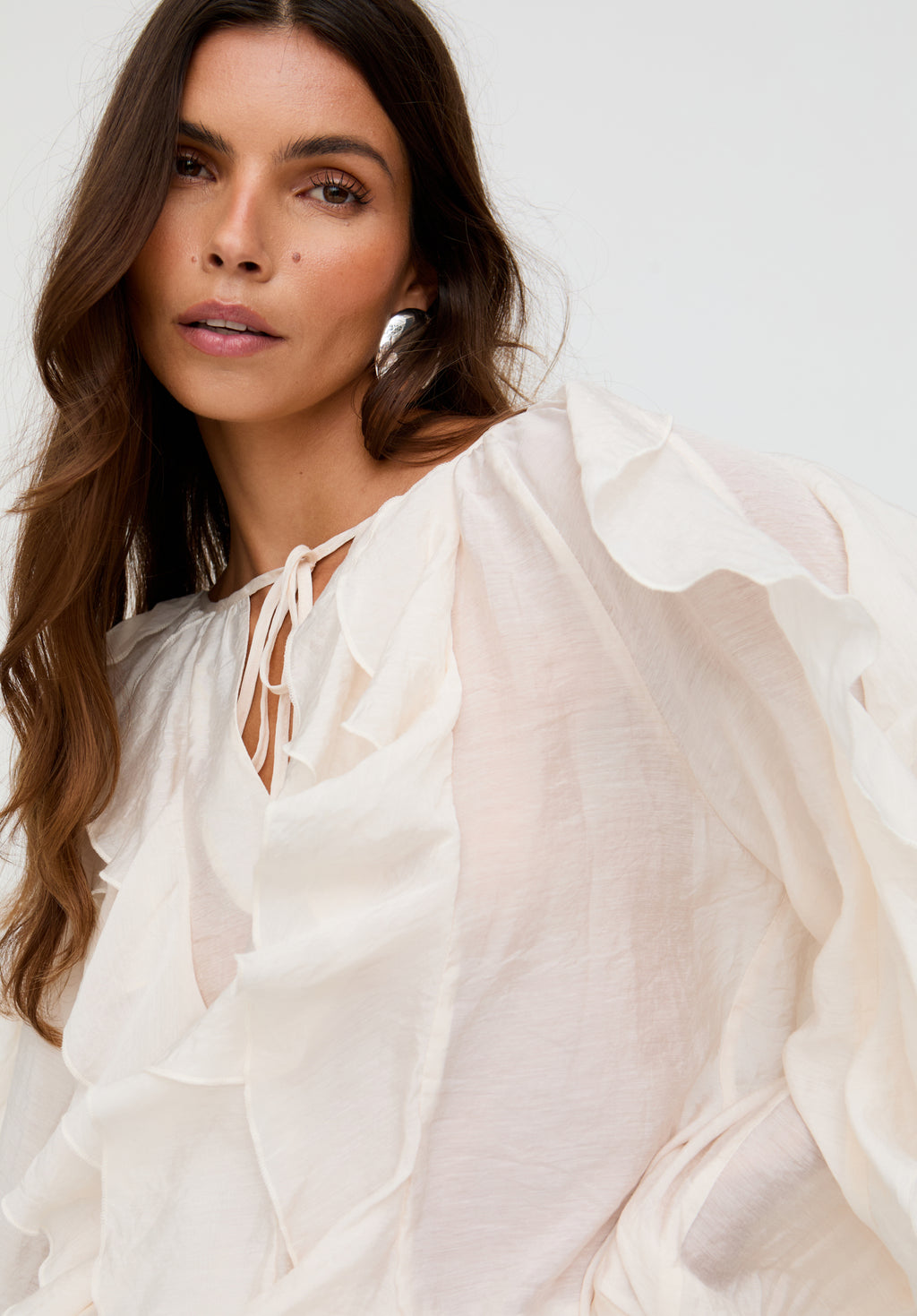 Sophie All Over Ruffle Blouse In Cream- image 1