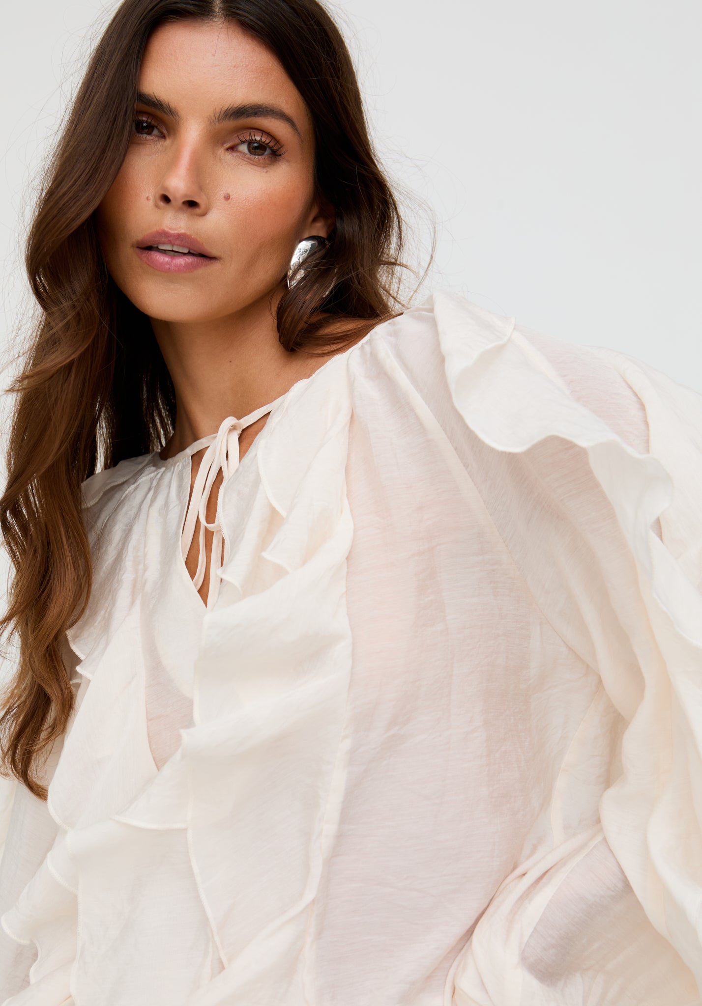 Sophie All Over Ruffle Blouse In Cream- image 1