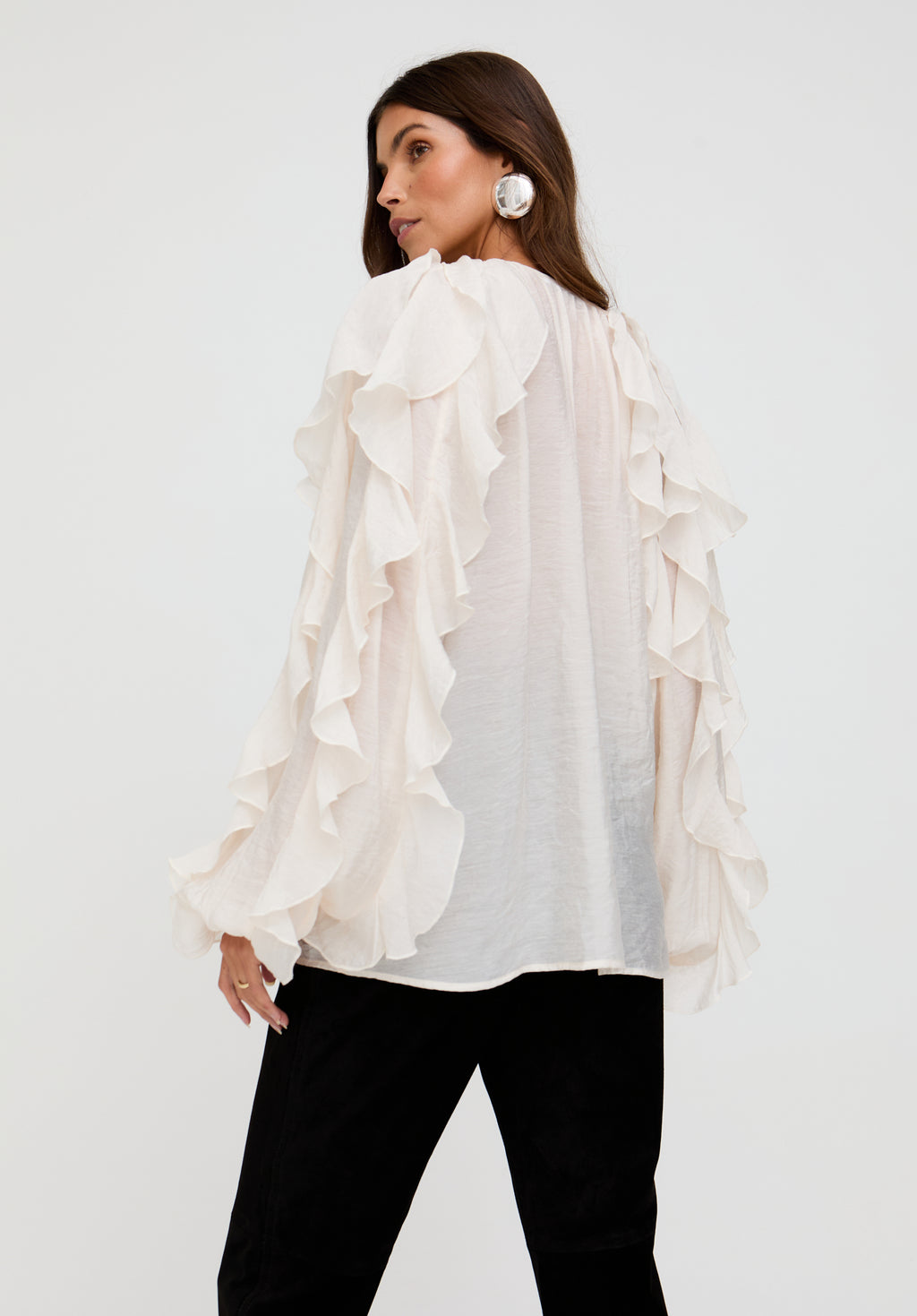 Sophie All Over Ruffle Blouse In Cream- image 4