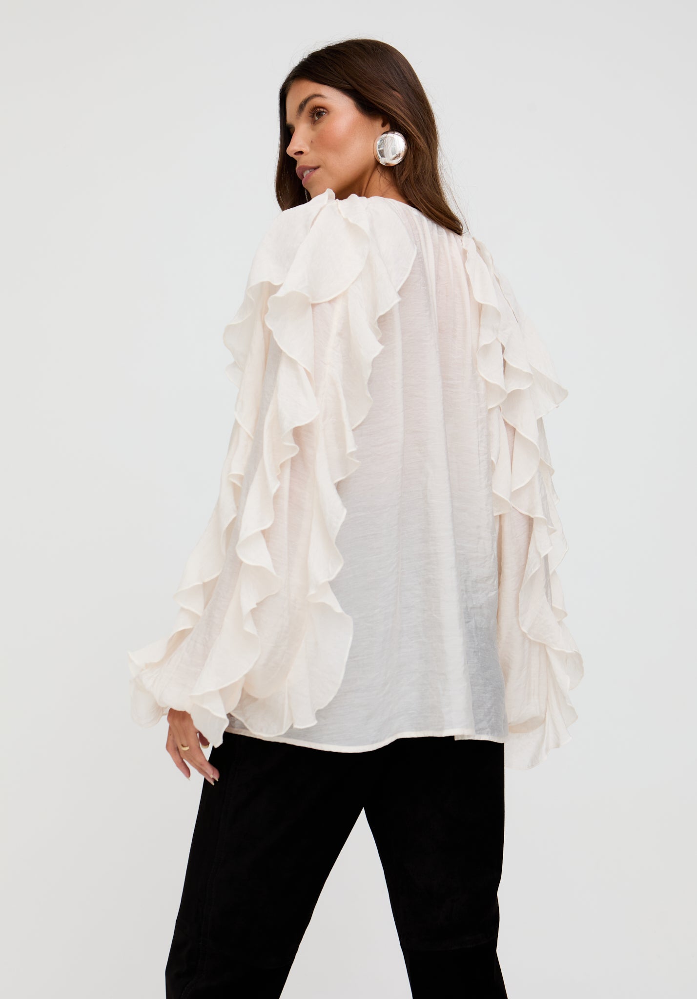 Sophie All Over Ruffle Blouse In Cream- image 4