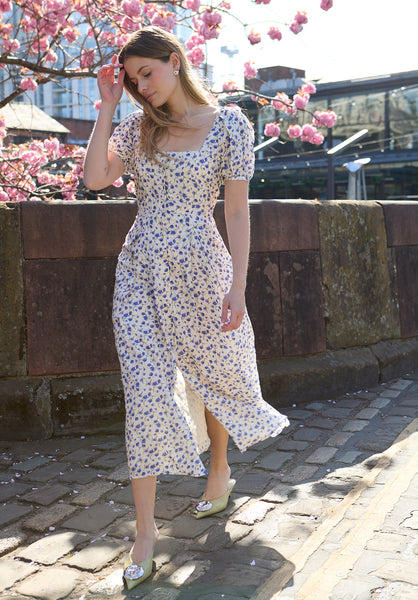 slim fit dress slacks April Button Front Floral Print Midi Dress In Multi – Lily and Lionel