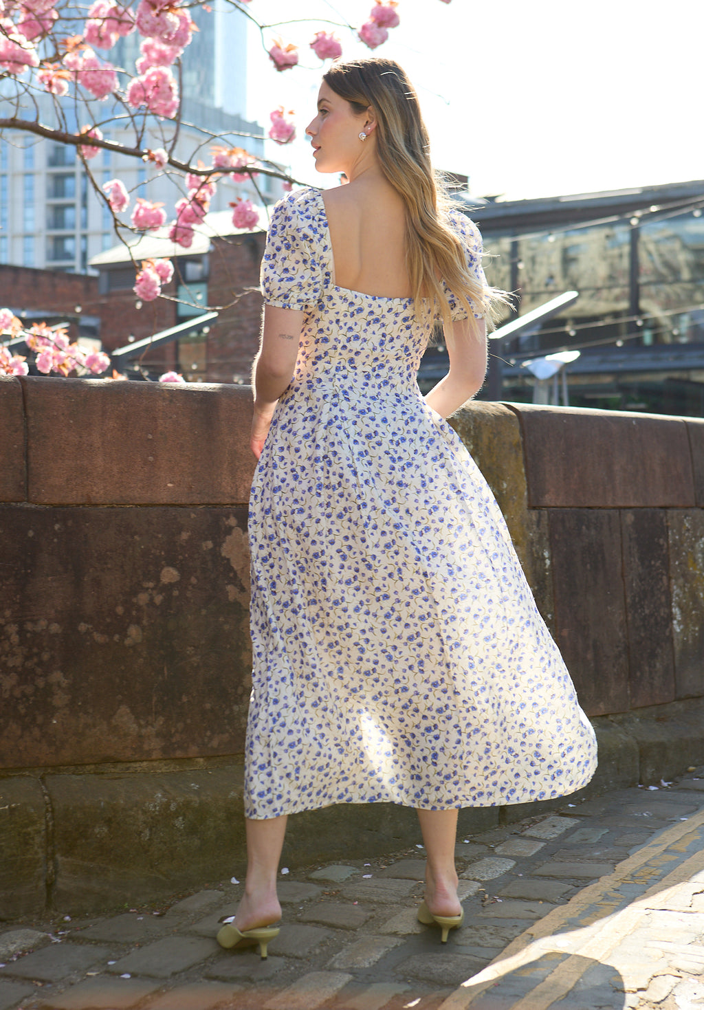 April Button Front Floral Print Midi Dress In Multi - image 3