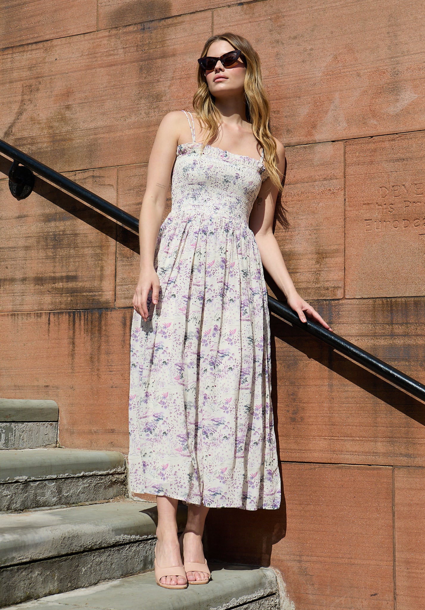 Annie Smocked Wonderland Floral Print Maxi Dress In Multi - image 4