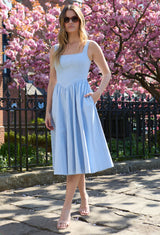 Hayley Corset Inspired Midi Dress In Light Blue