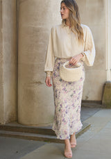 Saint Lace Insert Wonderland Print Midi Skirt In Multi