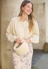 Model wearing Marrianne Peter Pan Collar Shirt In Cream - image 1