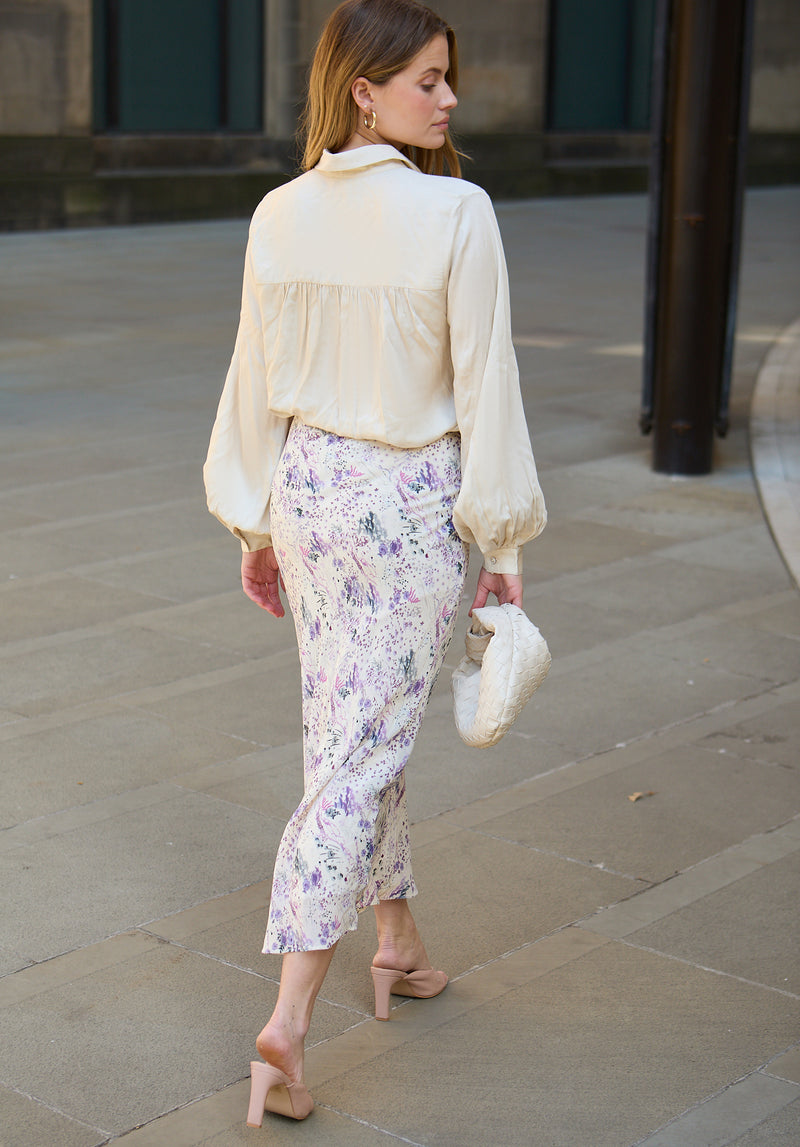 Saint Lace Insert Wonderland Print Midi Skirt In Multi