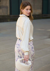 Model wearing Marrianne Peter Pan Collar Shirt In Cream - image 4