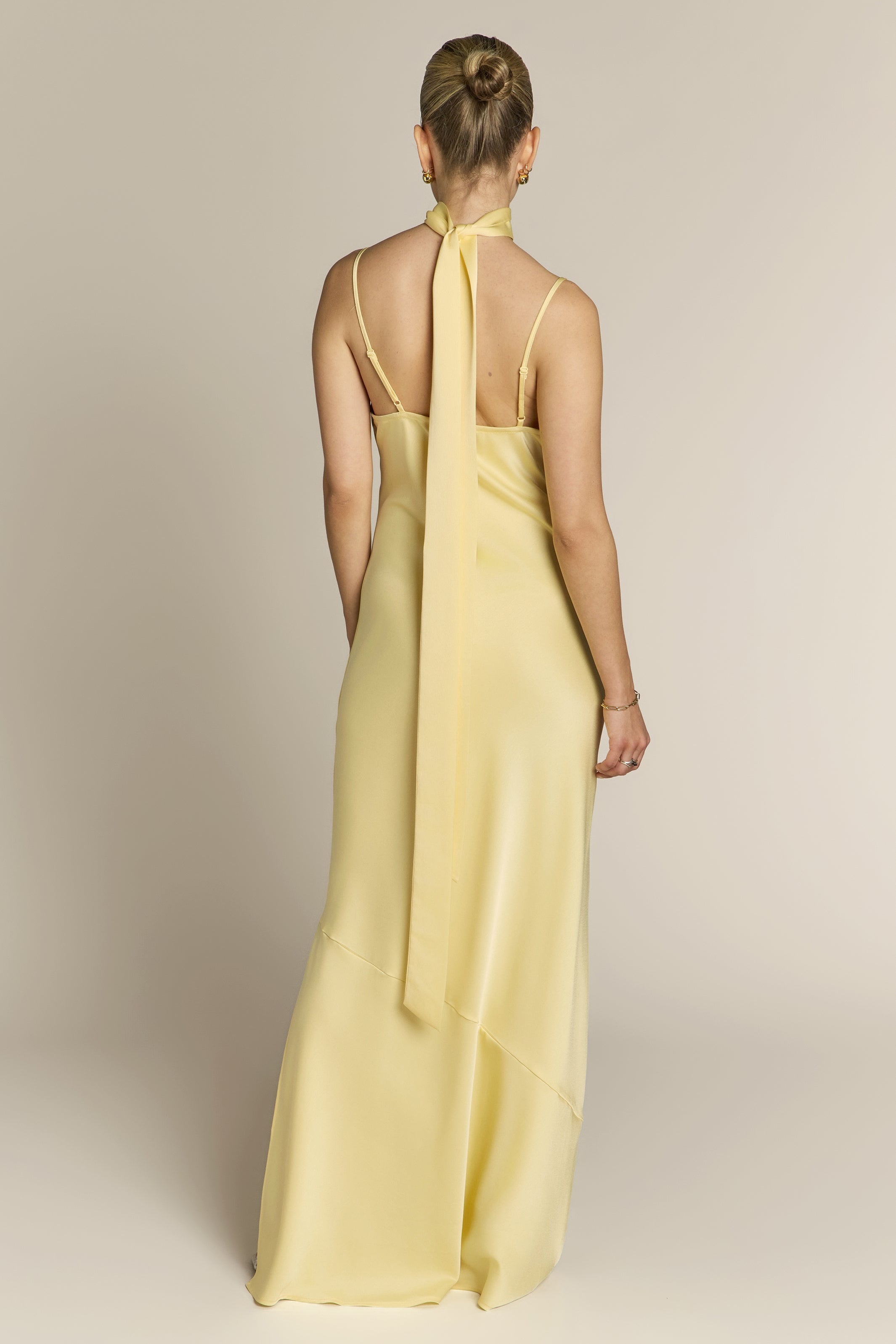 Pollenca cowl neck Dress in Lemonade Yellow