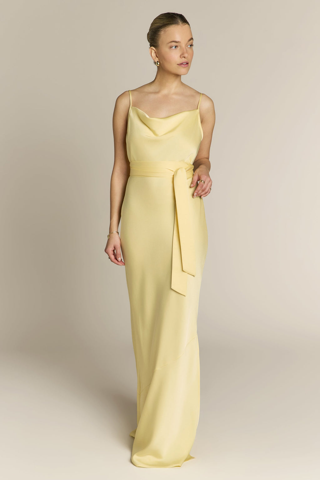 Pollenca cowl neck Dress in Lemonade Yellow