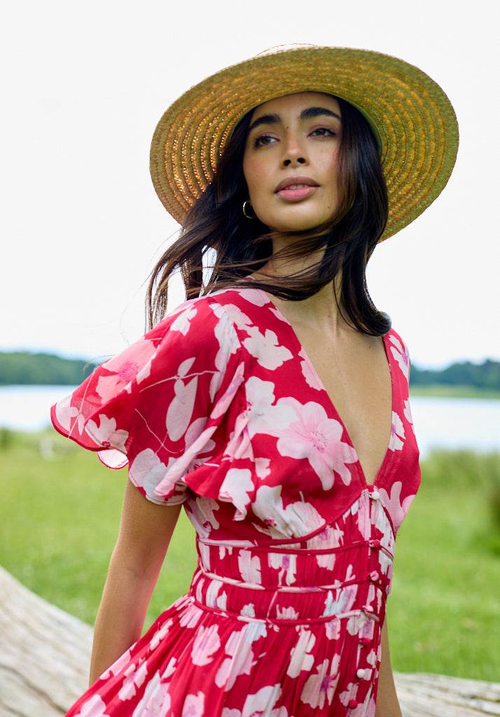Savannah Secret Garden Midi Dress in Red | Dresses – Lily