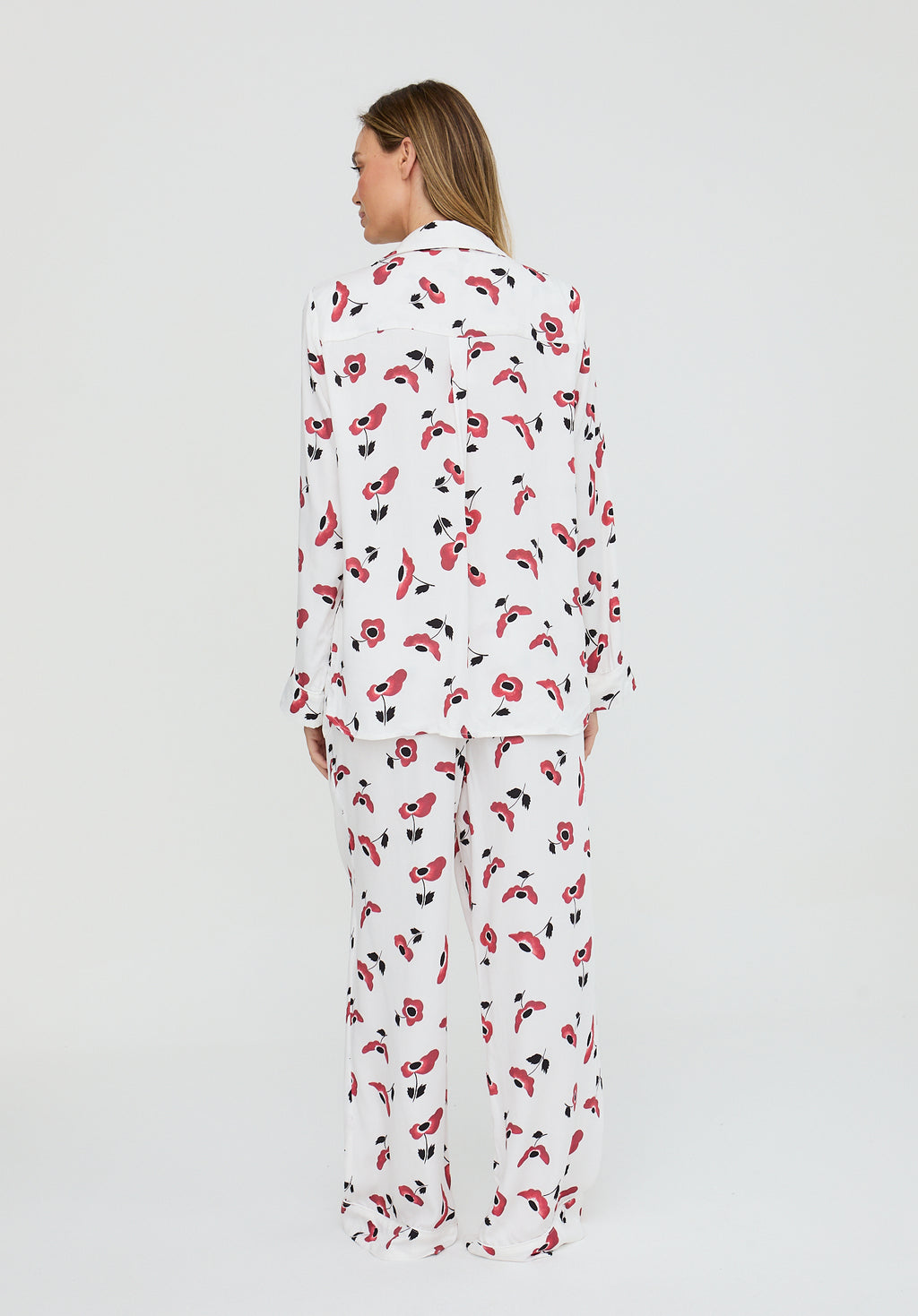 White poppy print Evie Pyjama Set