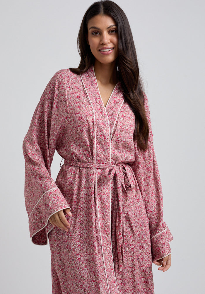 パーティードレス Lois Lace Floral Print Kimono Dress Corina Kimono Style Ditsy Floral Print Robe In Pink