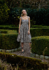 Hayley Corset Inspired Zebra Print Midi Dress In Multi
