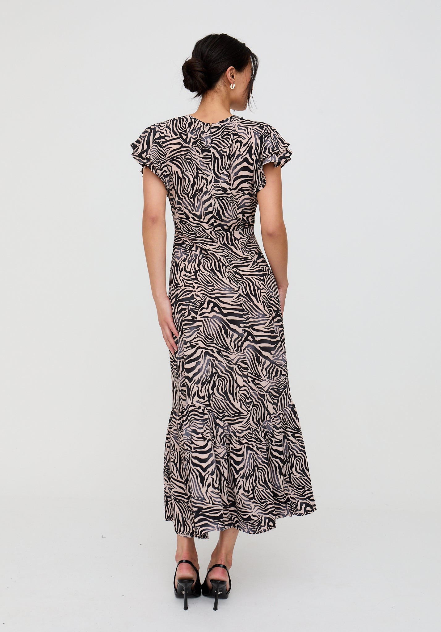 Zelda Tiered Zebra Print Maxi Dress In Multi