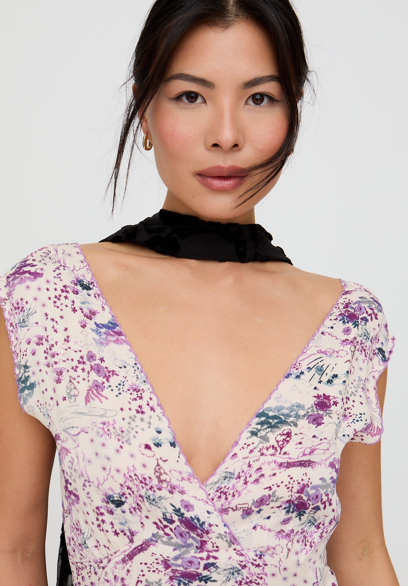 Zola Bias Cut Wonderland Print Midi Dress In Multi