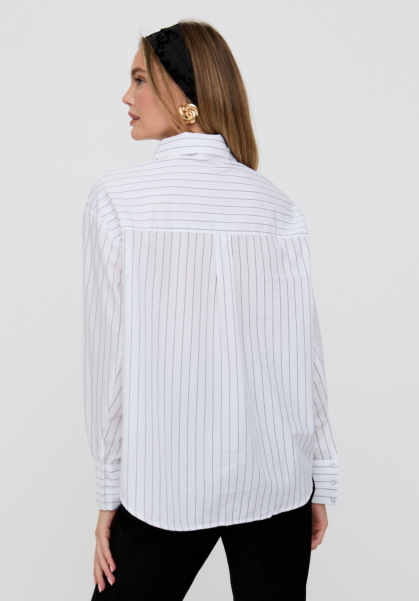 Dapper Double Placket Stripe Shirt In White
