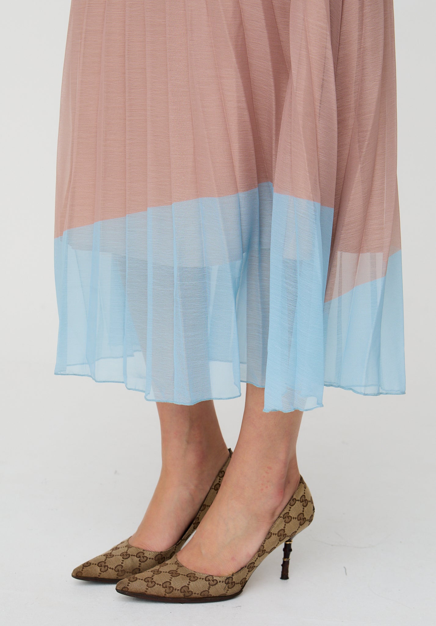 Ladbarn Colour Block Pleated Maxi Skirt In Multi