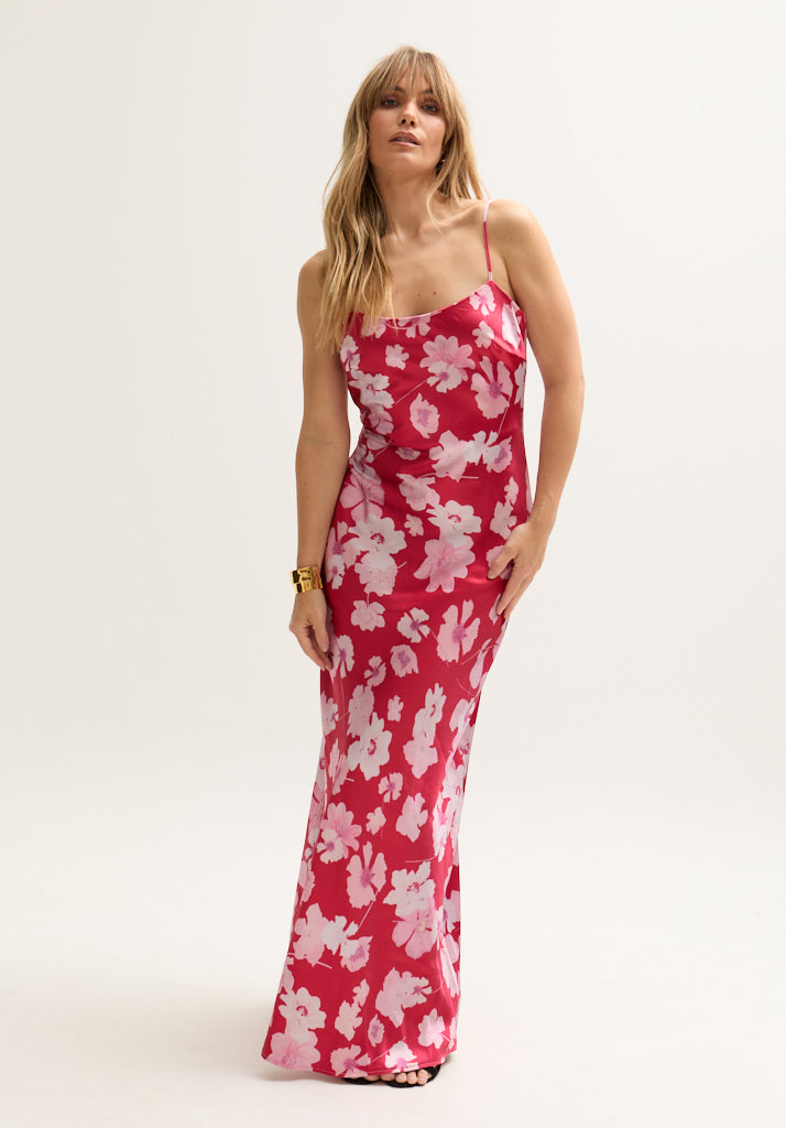 Roxy Spaghetti Strap Savannah Print Maxi Dress In Red