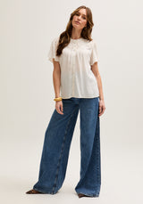 Kew Lace Insert Angel Sleeve Shirt In Cream