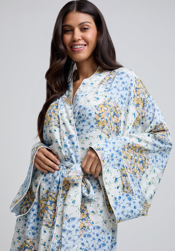 Corina Kimono Style Summer Patchwork Print Robe In Multi Top Deal Steal