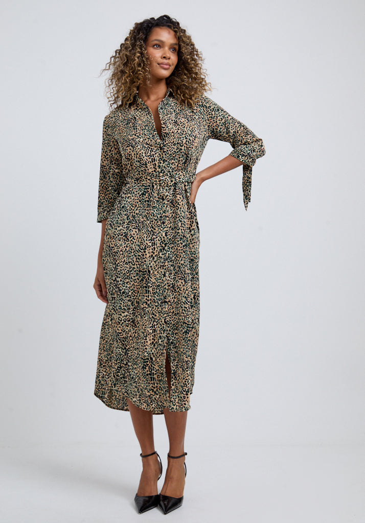 Claire Leopard Midi Dress In Green | Dresses | Lily and Lionel Claire Leopard Midi Dress In Green | Dresses | Lily and Lionel
