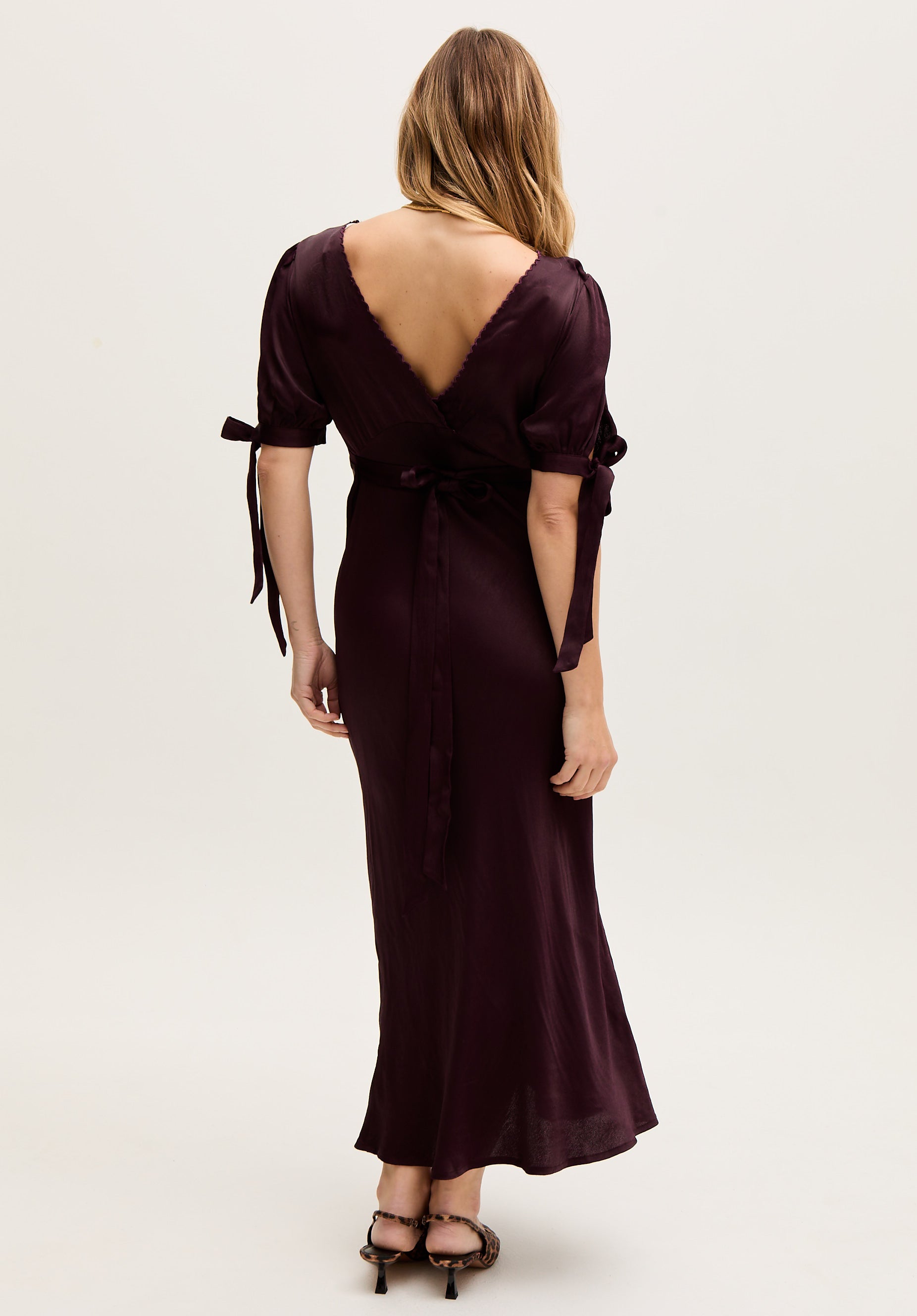 Princess Bias Cut Embroidered Maxi Dress In Purple - image 6
