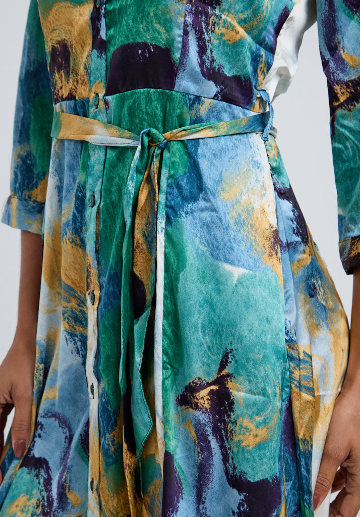 Hazel Painterly Midi Dress In Green | Dresses | Lily and Lionel Hazel Painterly Midi Dress In Green | Dresses | Lily and Lionel