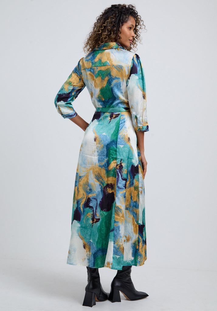 Hazel Painterly Midi Dress In Green | Dresses | Lily and Lionel Hazel Painterly Midi Dress In Green | Dresses | Lily and Lionel