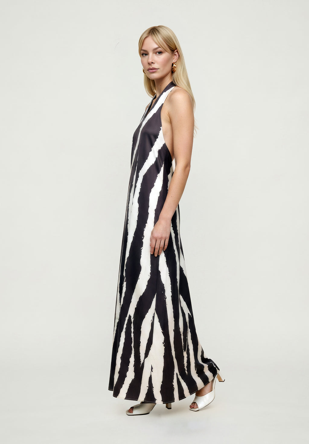 PREORDER Belle Zebra Print Maxi Dress in Black and White