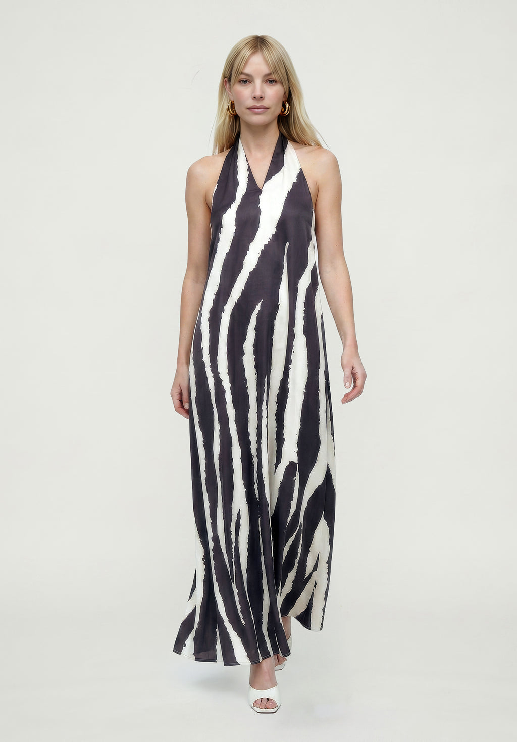 PREORDER Belle Zebra Print Maxi Dress in Black and White