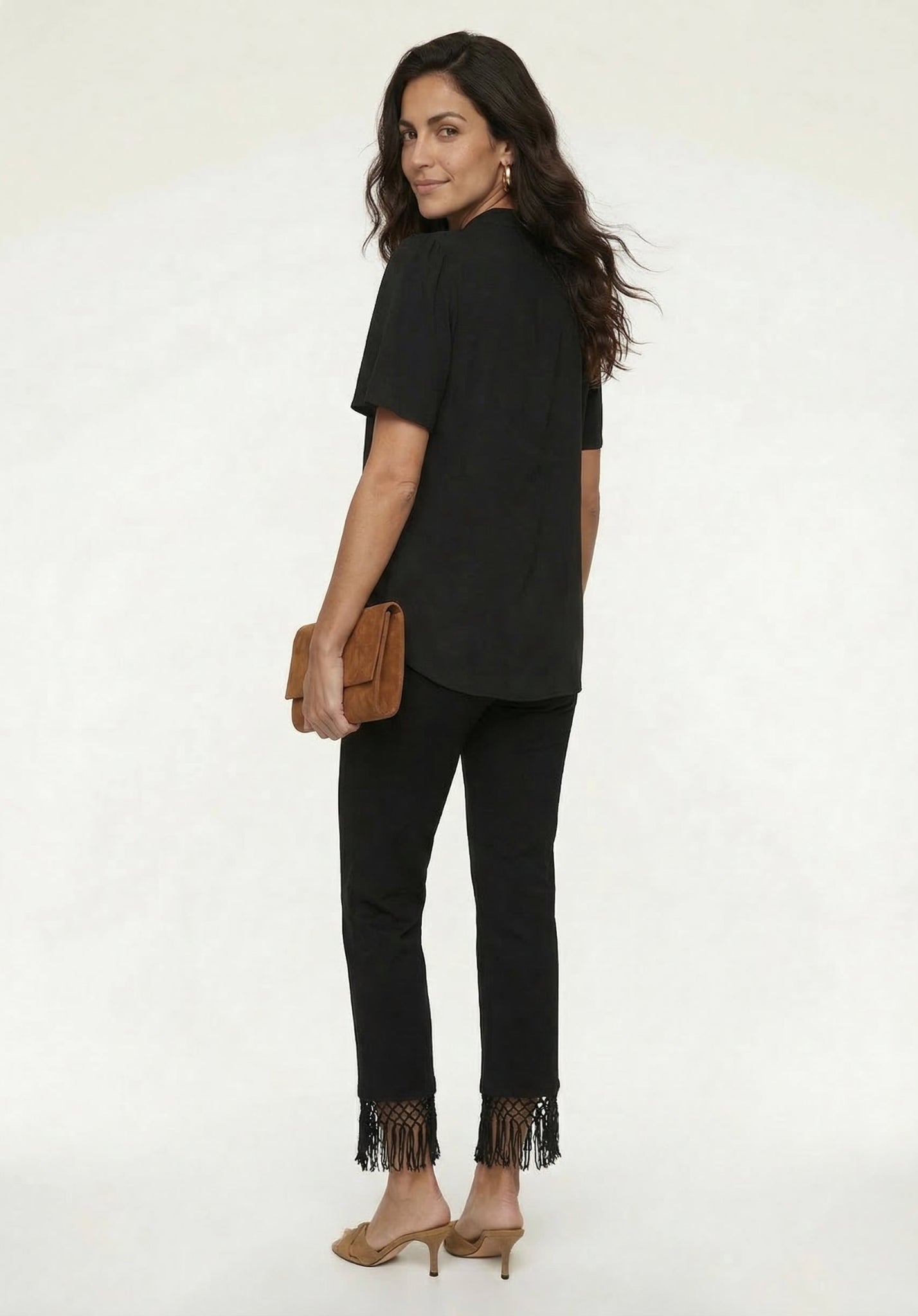 PREORDER Camille Flutter Sleeve Top In Black