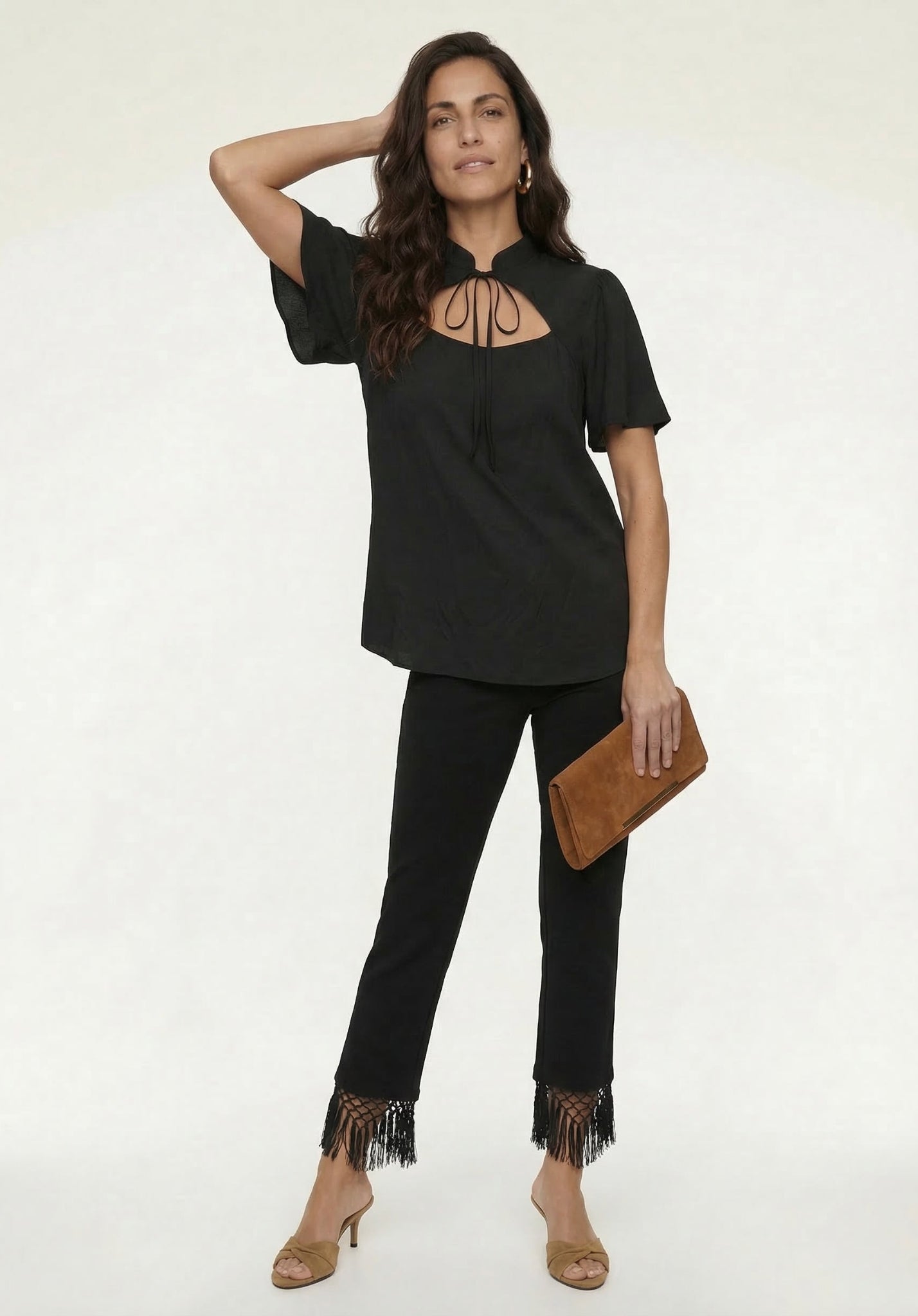 PREORDER Camille Flutter Sleeve Top In Black