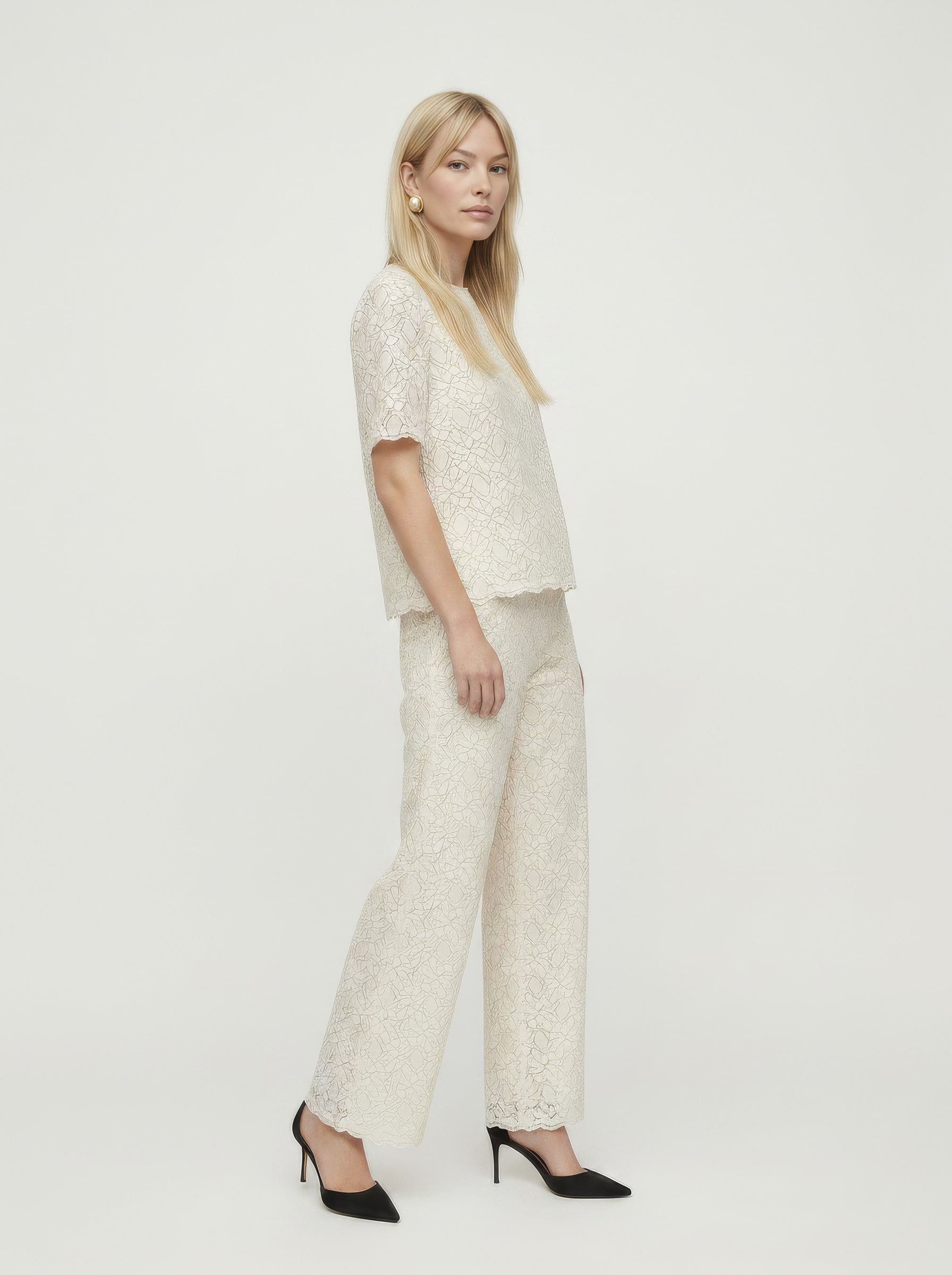 PREORDER Calippo Lace Short Sleeve Top in White