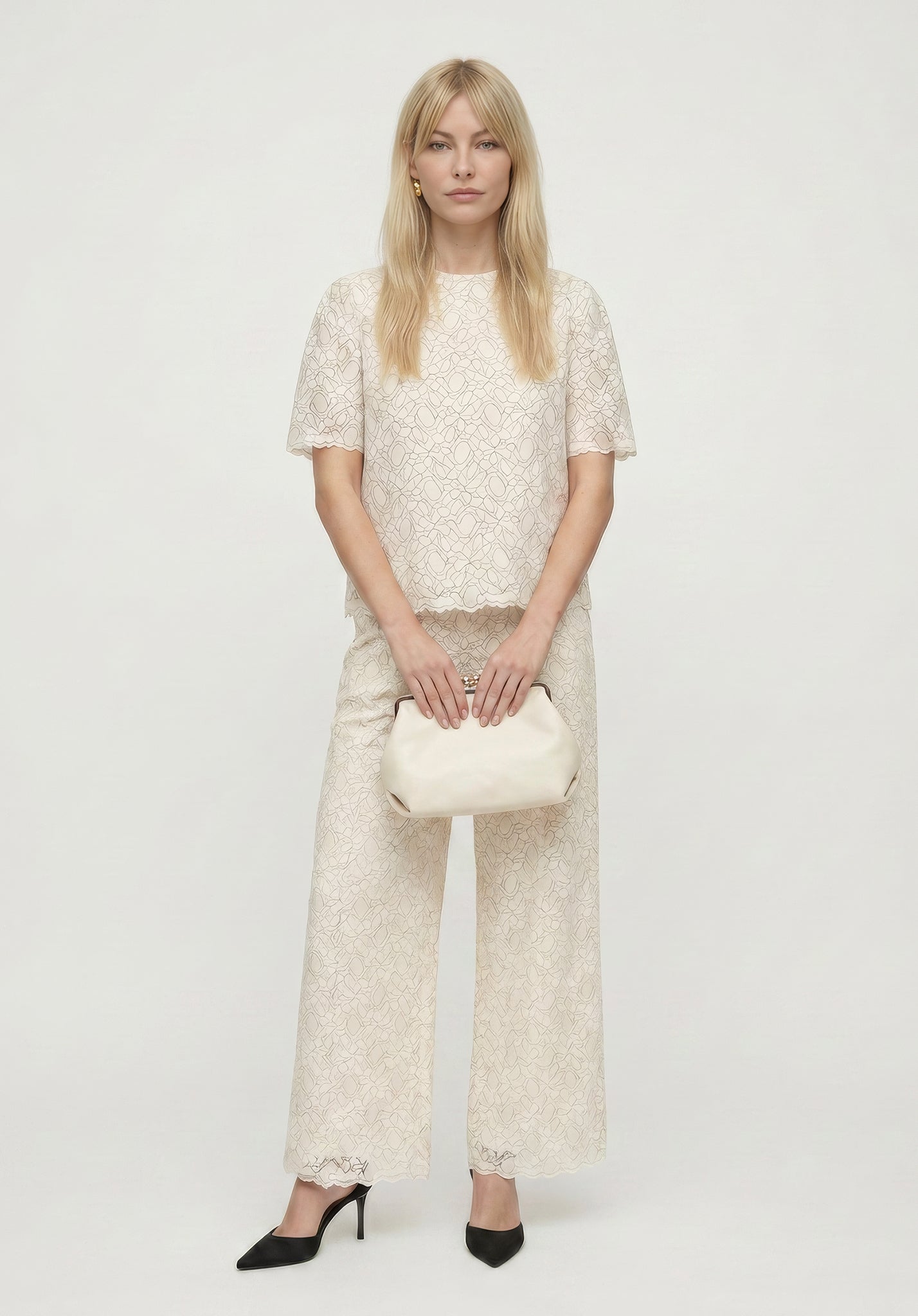 PREORDER Calippo Lace Short Sleeve Top in White