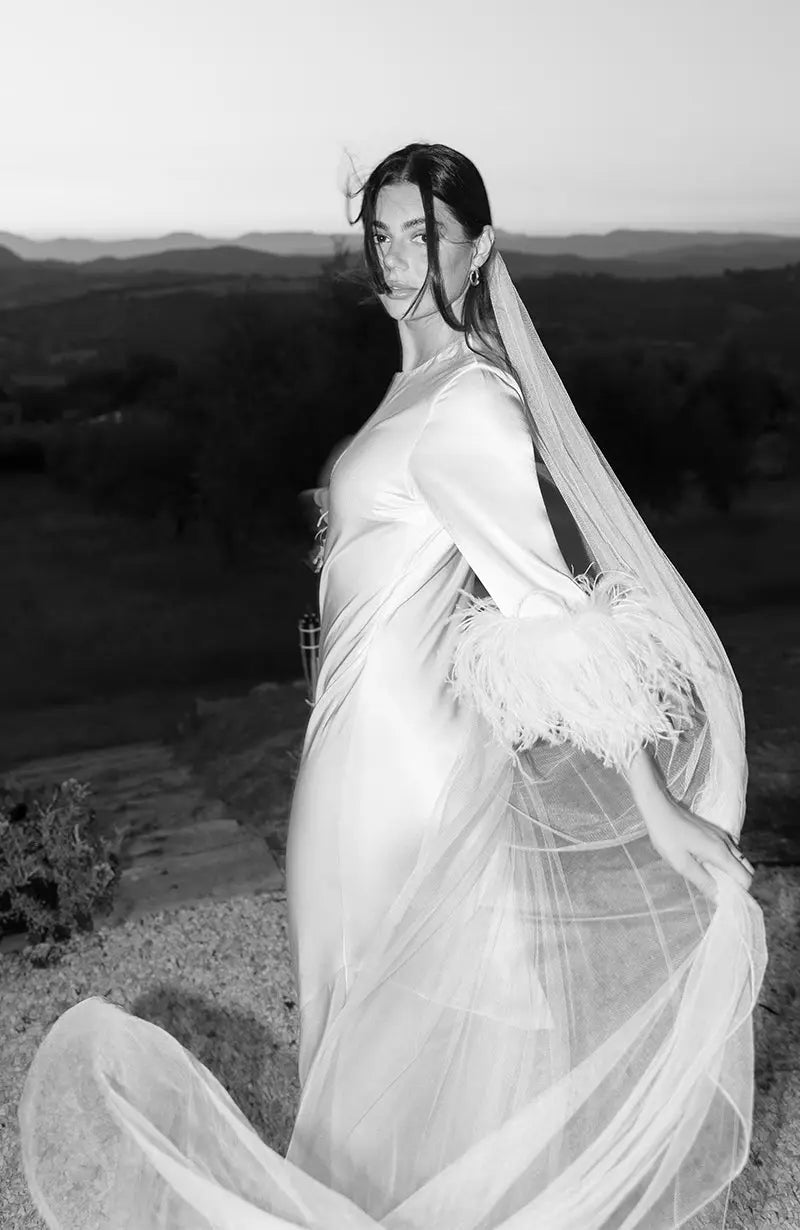 Dolly Feather Sleeve Dress in Ivory