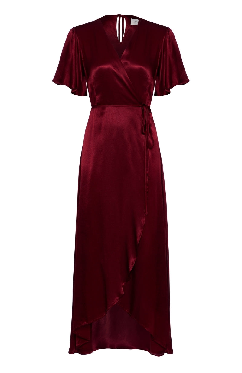 Florence Waterfall Dress in Chianti Satin
