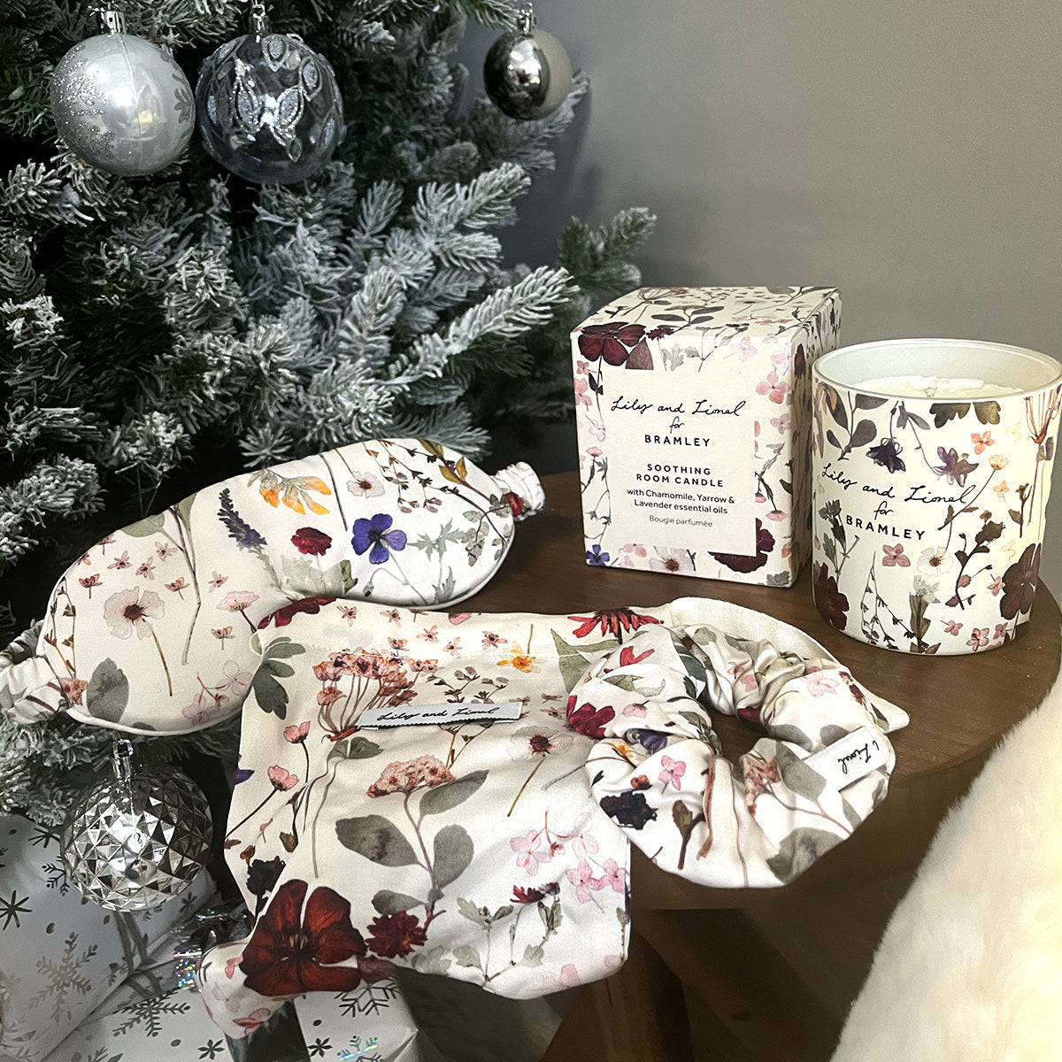 Bramley x Lily and Lionel Luxury gifting set candle and scrunchie eye mask