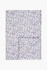 Large Linen Tablecloth Scallop Edge Blue Aster