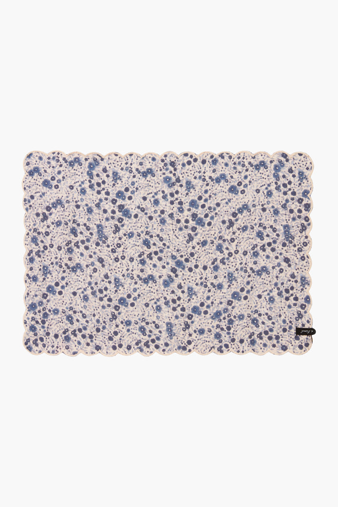 Linen Double Sided Placemat Scallop Edge Pink/Blue Aster