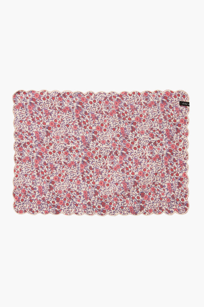 Linen Double Sided Placemat Scallop Edge Pink/Blue Aster