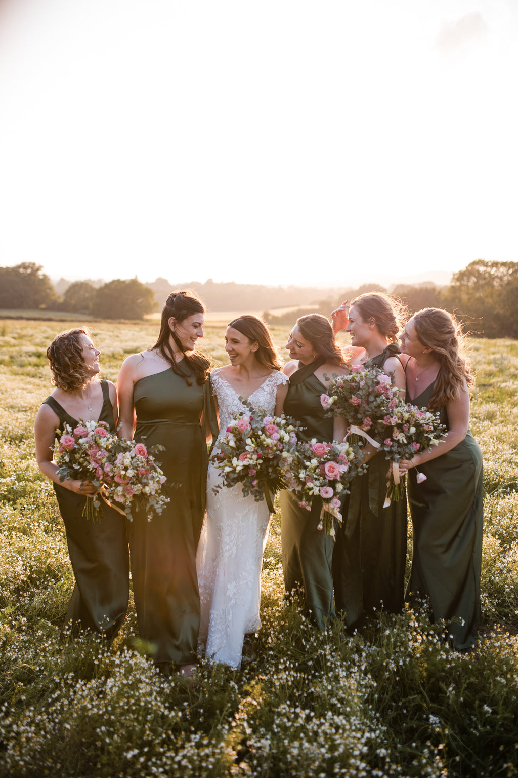 Amelia Dress in Olive Green Satin — Bias-Cut Maxi Bridesmaid Dress