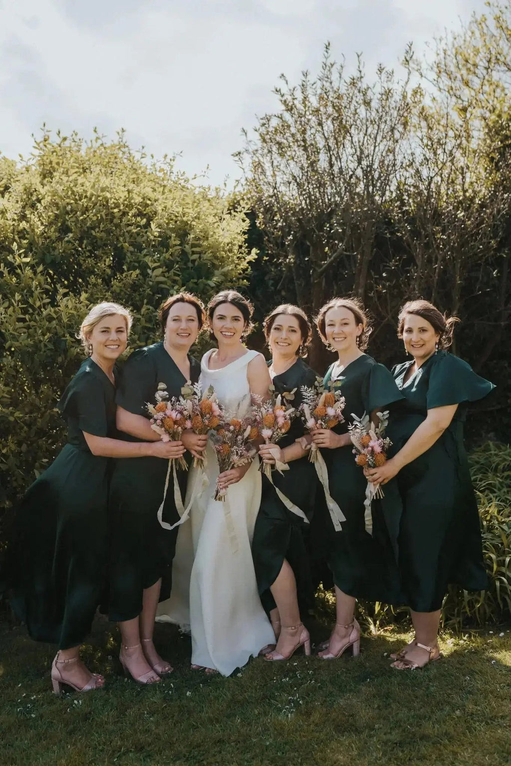 Florence Waterfall Dress in Forest Green Satin