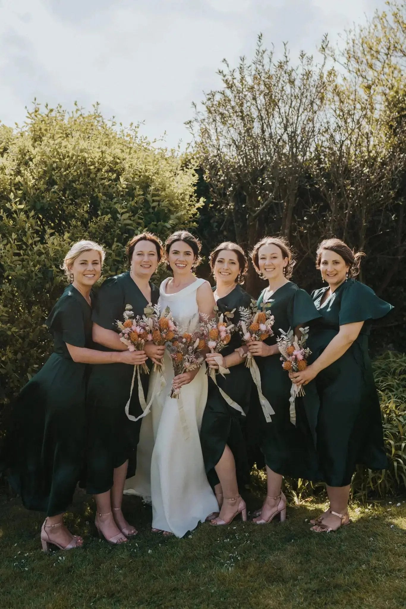 Florence Waterfall Dress in Forest Green Satin