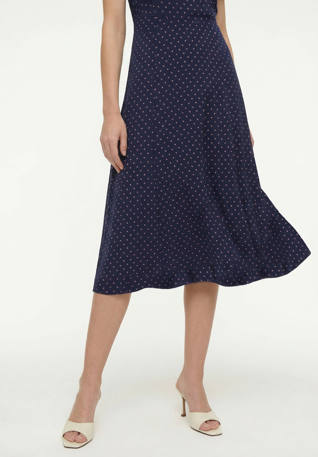 PREORDER Primrose Garden Polka Dot Print Midi Dress In Navy
