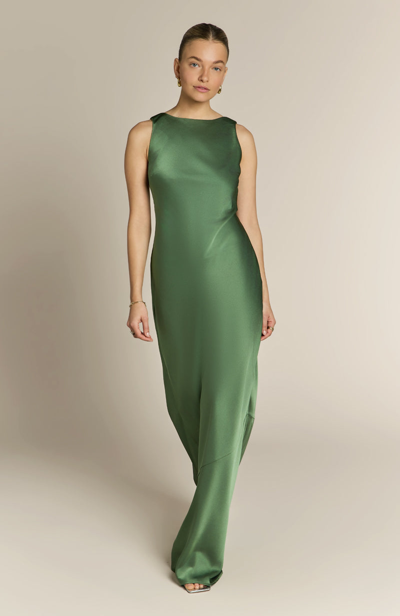 Paloma Scoop Back Dress in Olive Green