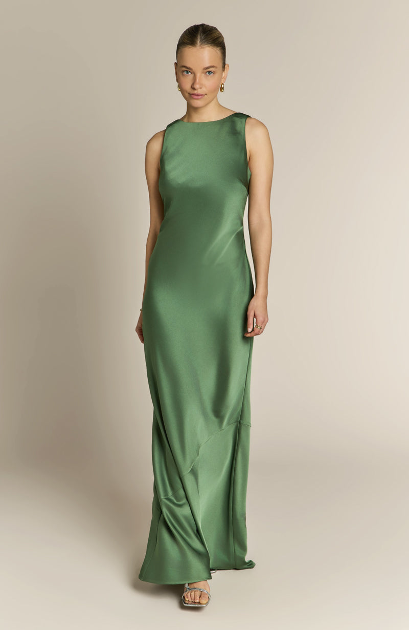 Paloma Scoop Back Dress in Olive Green